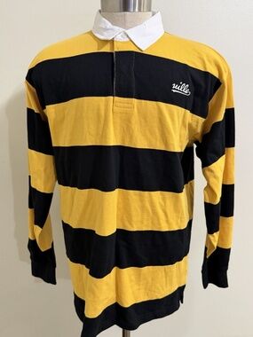 Dreamville Script Logo Yellow Black Stripe Men's Rugby Size Large